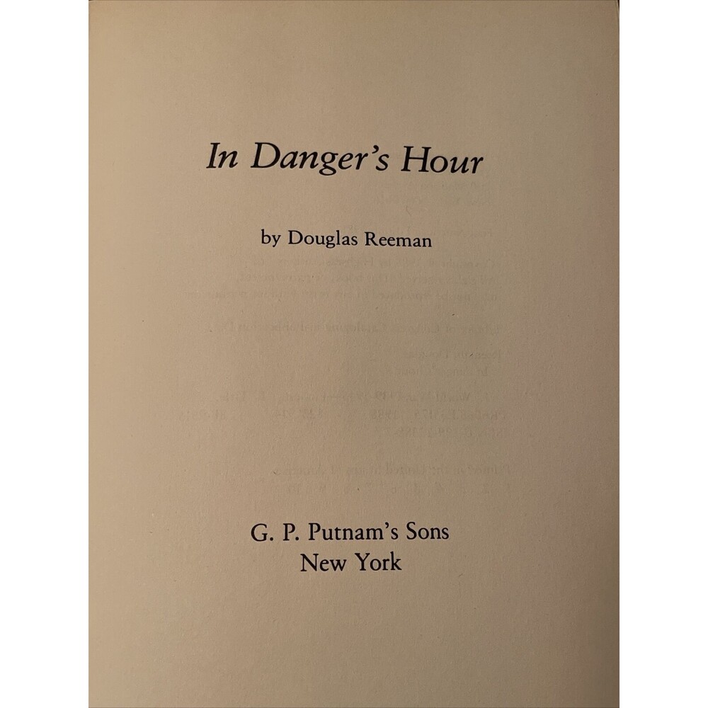 In Danger's Hour Douglas Reeman Hardback Book First American Edition 1988